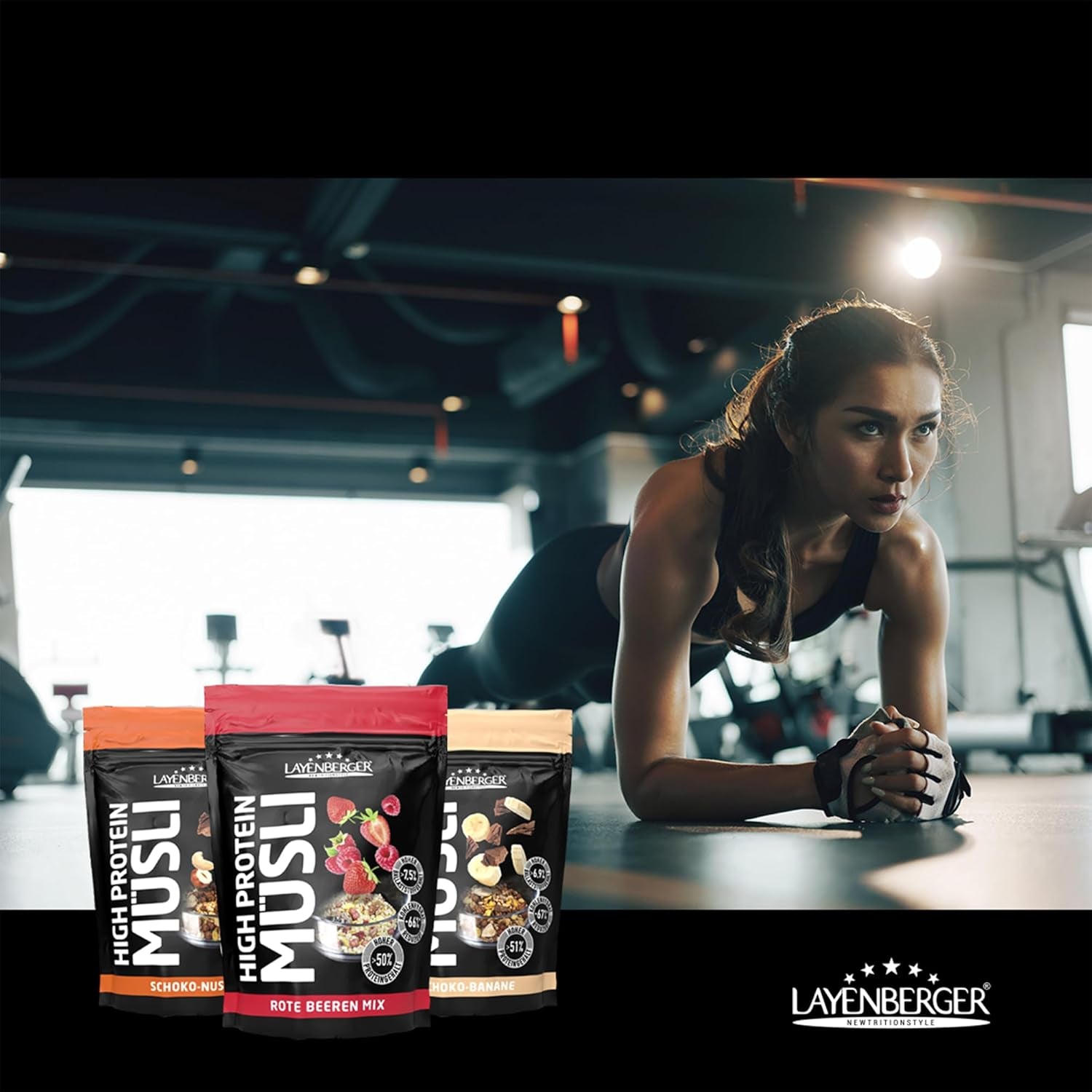 Layenberger 3K High Protein Müsli, 50% Eiweiß Und 18% Kohlenhydrate - Single Pack (1X 390 G) - Schoko-Nuss Cereale Naty Shop