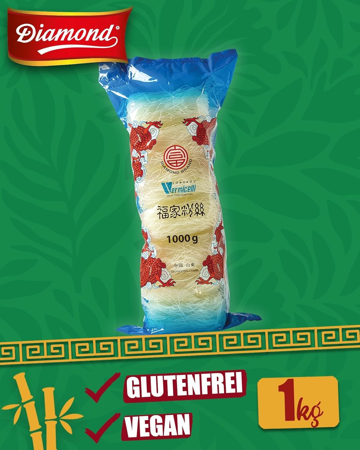 DIAMOND glass noodles, long glass noodles, naturally vegan and gluten-free - 1 x 1 kg