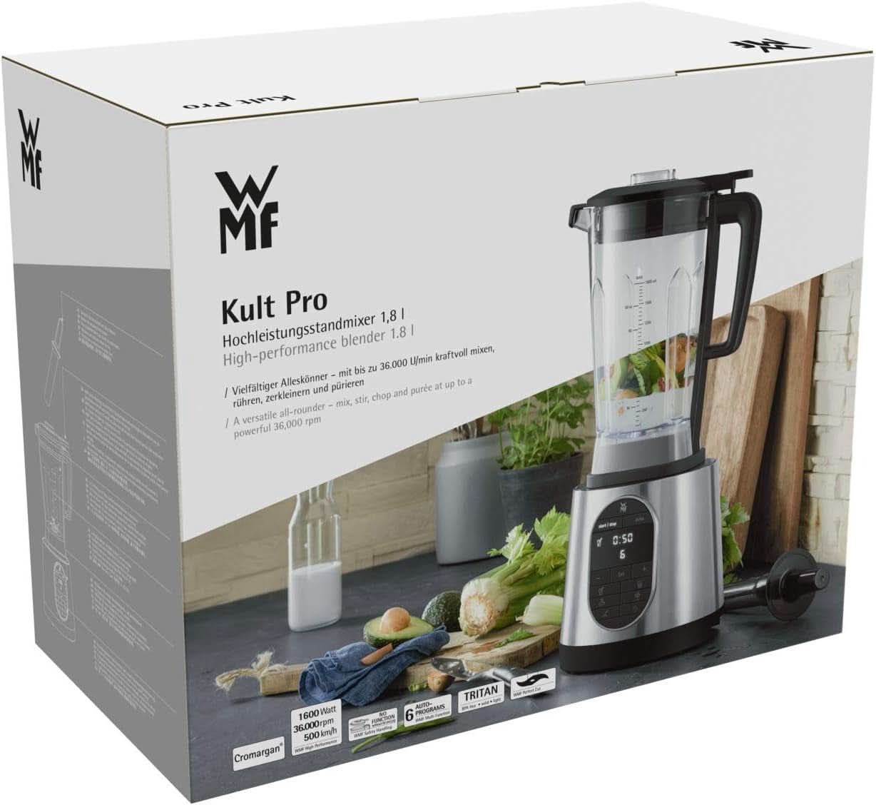 WMF Kult Pro Hochleistungs-Standmixer 1,600 Watt, 36,000 U/Min, Mixbehälter 1.8L, 6 Autoprogramme, Smoothie-, Ice Crush- Und Interval-Funktion Mother and Child Naty Shop