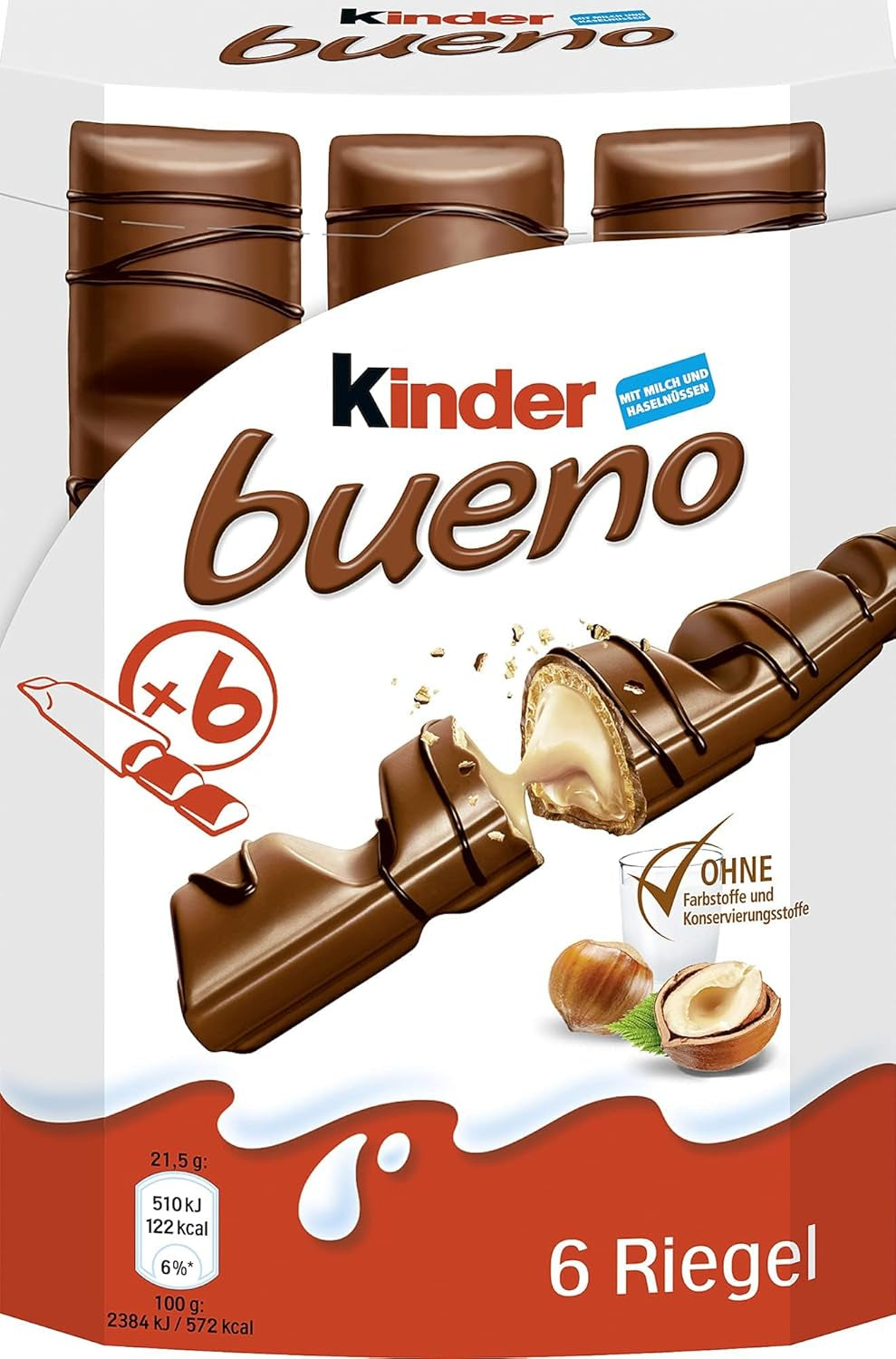 Kinder Bueno Mini - Crunchy Wafer Chocolate Bars, Milk Cream and Hazelnuts and Fine Milk Chocolate - Carnival Treats - 1 Bag of Mini Individually Wrapped Bars (1 x 108g)