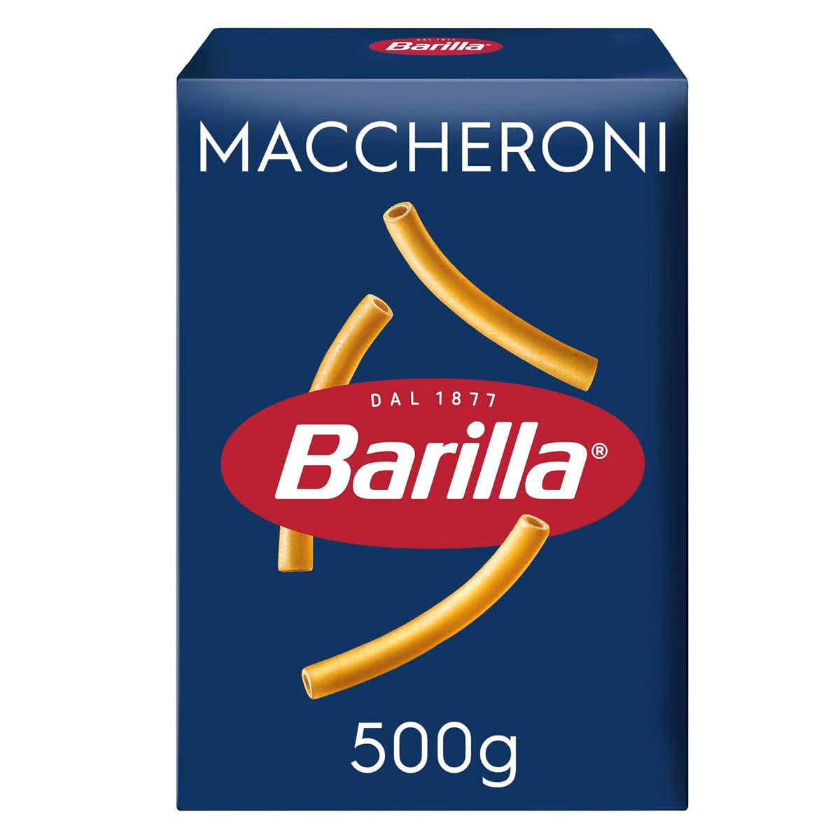 Pasta Barilla Classic Maccheroni no. 44 of high quality durum wheat, always al dente, 500g