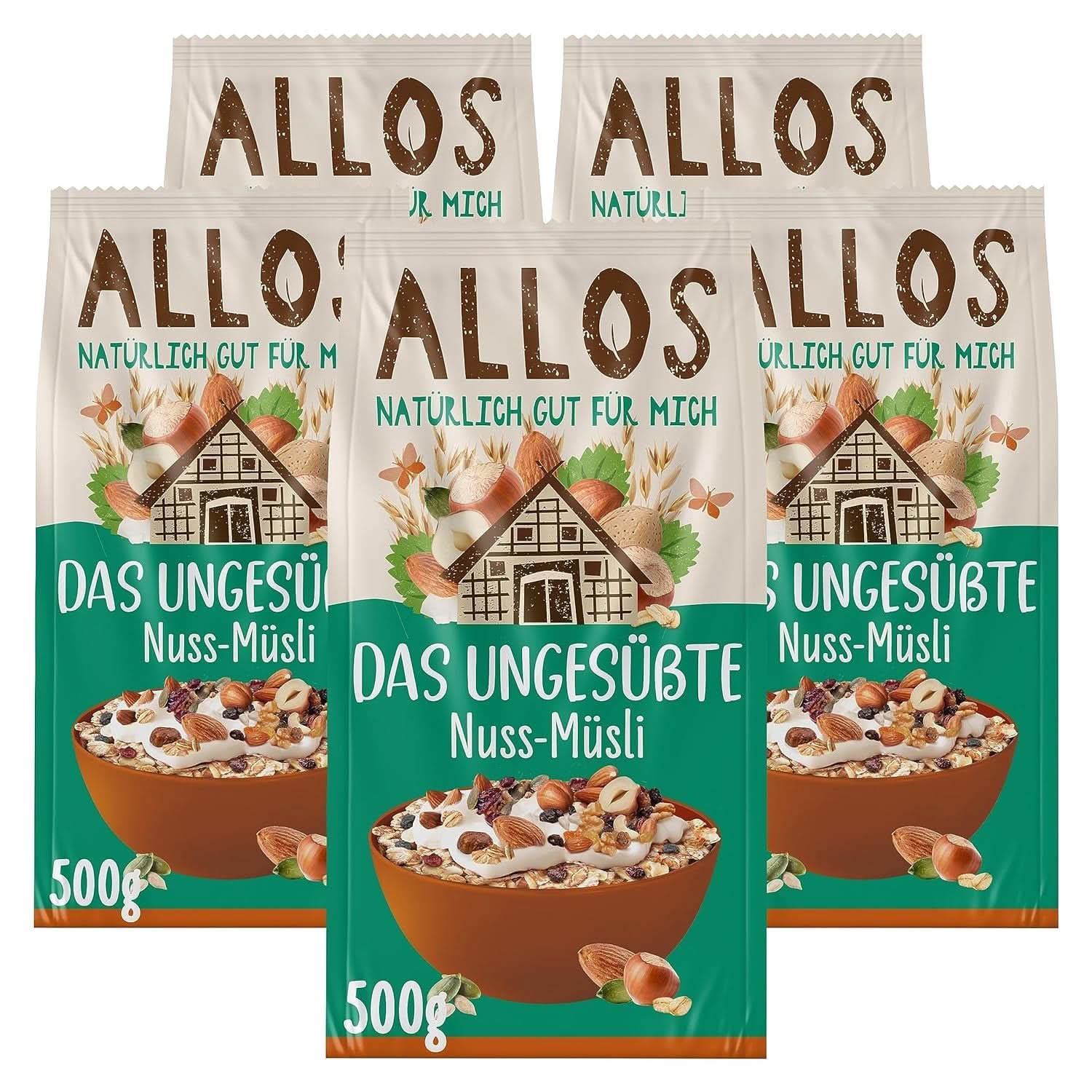Allos, unsweetened berry muesli, package 5 x 500 grams Cereals Naty Shop Hazelnuts