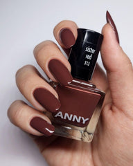 ANNY Nail Polish - High quality, long-lasting, chip-resistant and quick-drying colored nail polish, color: sister red - elegant mocha brown - 15 ml