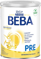 BEBA PRE Initial Milk from Birth, Baby Food with DHA, Lactose Only, No Palm Oil, Pack 3 (3 x 800g) Naty Shop