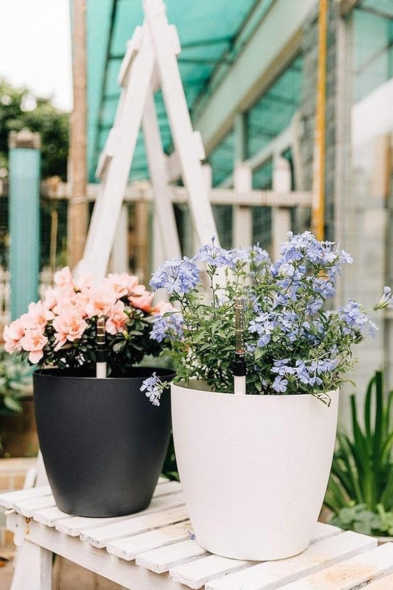 Ghiveci de flori T4U de 15 cm cu auto-udare și indicator de apă, alb, set de 4 ghivece, rezervor de apă cu auto-udare, pentru interior și exterior