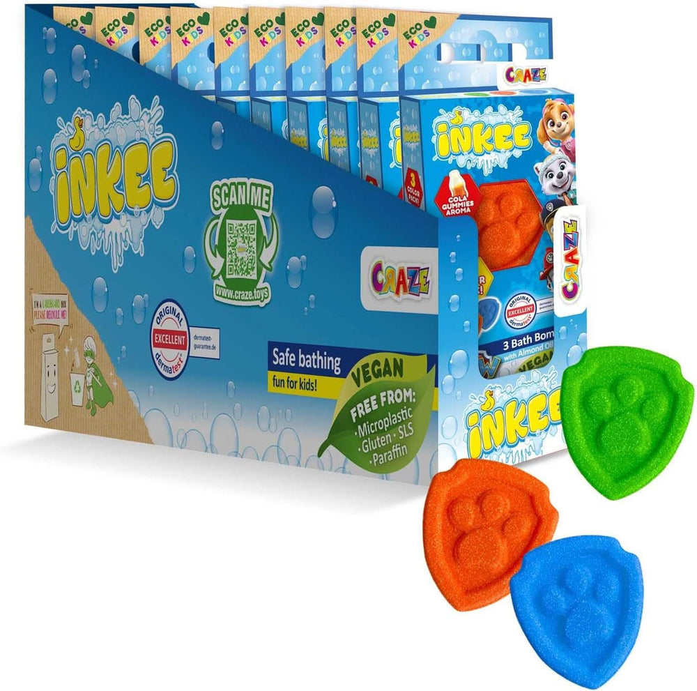 INKEE SURPRISE PAW PATROL, Bath bomb for children with surprise, cola flavor, foam effect, 80 grams Shower and bath Naty Shop Set 8 Paw Patrol bath balls without surprises