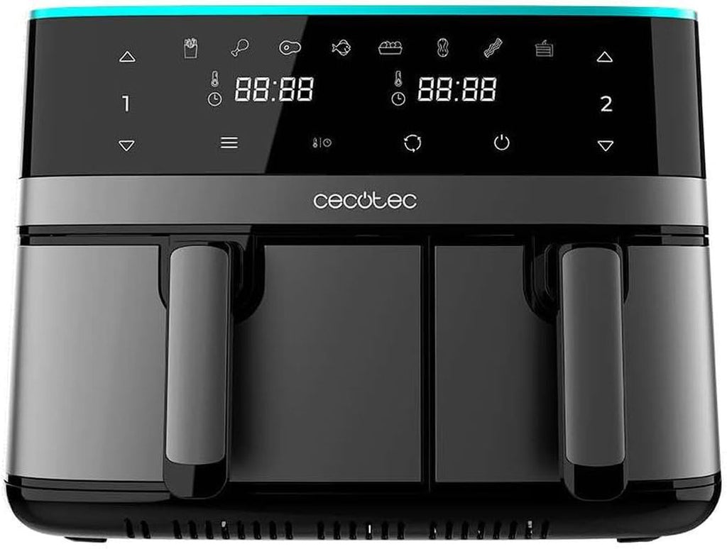 Cecotec Hot Air Fryer 9 L Cecofry Advance Double, 2850 W Electrocasnice Naty Shop Oțel inoxidabil închis 2 coșuri de 5.5 si 3.5 litri