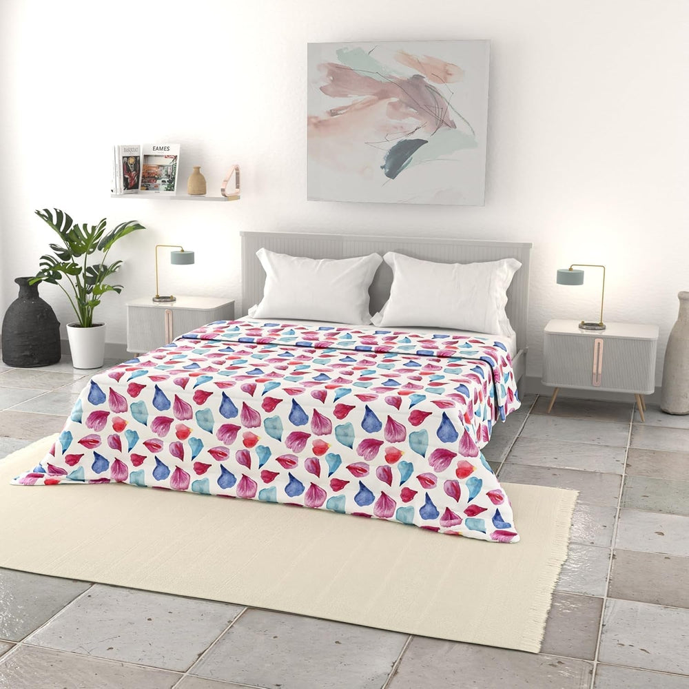 Italian bed linen basic summer quilt, printed microfibre, 250X240Cm, circle Quilts and quilts Naty Shop Petali 250X240Cm