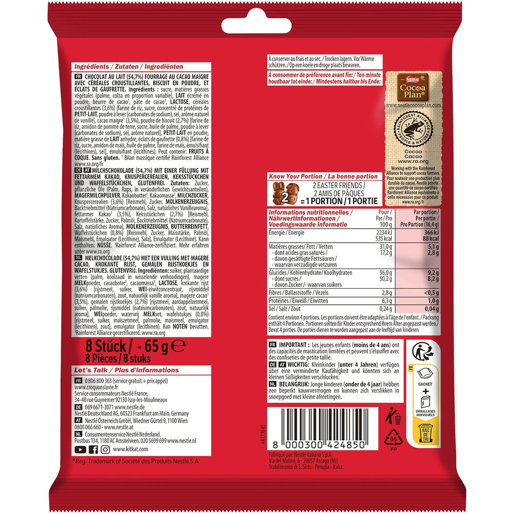 NESTLÉ Easter Friends Mini Milk Chocolate Easter Figures with Crunchy Pieces, Pack of 2 (1 x 65g)