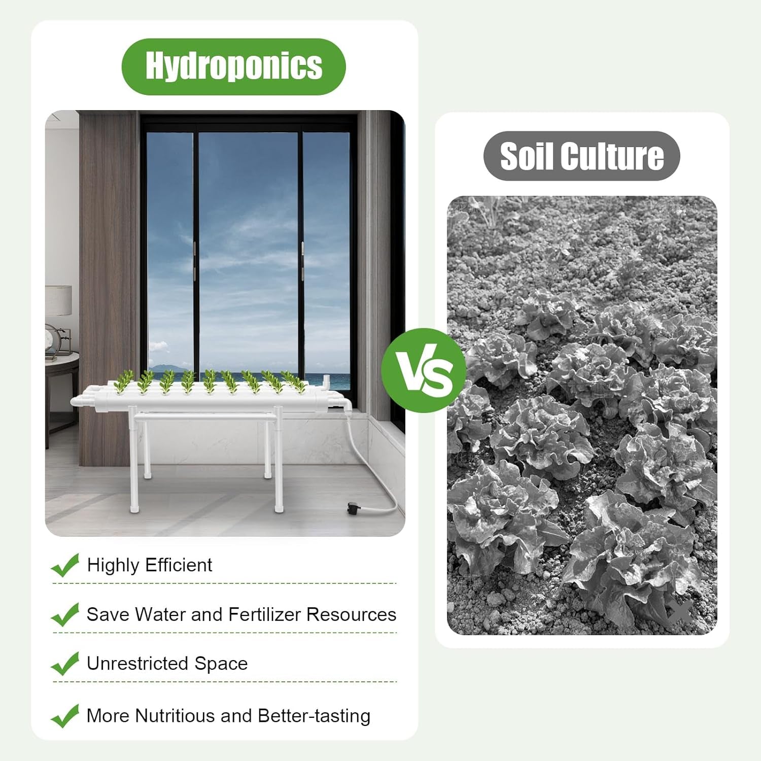 3-Layer Hydroponic Grow Kit 108 Planting Spaces Hydroponic Soilless Plant Grow Systems Hydroponic Plant Grow System in Tubes for Vegetables (Single Layer with 36 Holes)