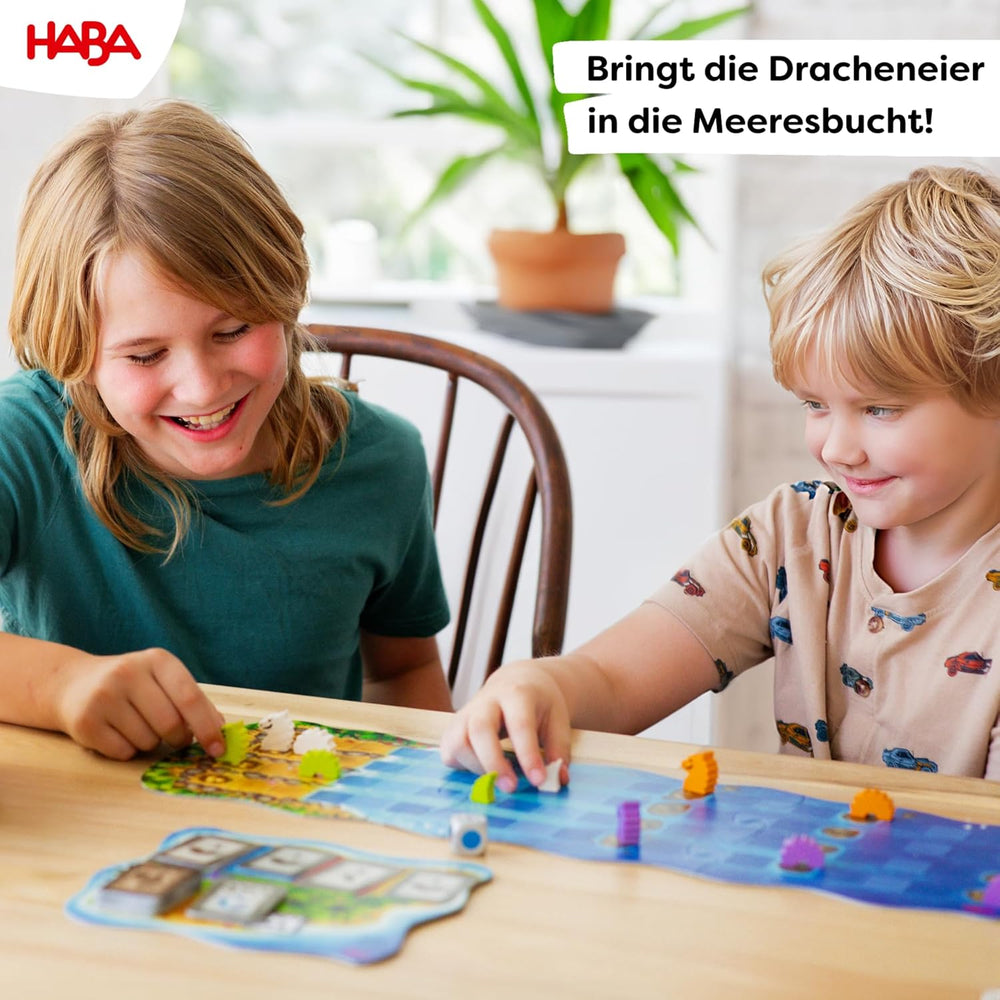 HABA Water Dragons - Dice and Strategy Game for Kids 5+ - Exciting Board Game with Dragons and Wooden Figures - Family Game for 2-4 Players - 1307133001