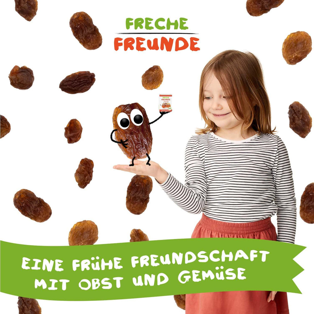 FRECHE FREUNDE Organic Raisins, Trockenfrüchte ohne Zucker, ohne Zusatzstoffe, ungeschwefelt, in kleinen Snackboxen, Sultaninen für Kinder, 20er Pack, 20 x (3x14g)