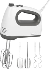 Clatronic Mixer | Kraftvoller 400 Watt-Motor | Hand mixer | Turbostufe & 5 Geschwindigkeitsstufen | Hand mixer | Spülmaschinengeeignete Edelstahlquirle Und -Knethaken | HM 3775 Kitchen Naty Shop Weiß-Grau 400 Watt