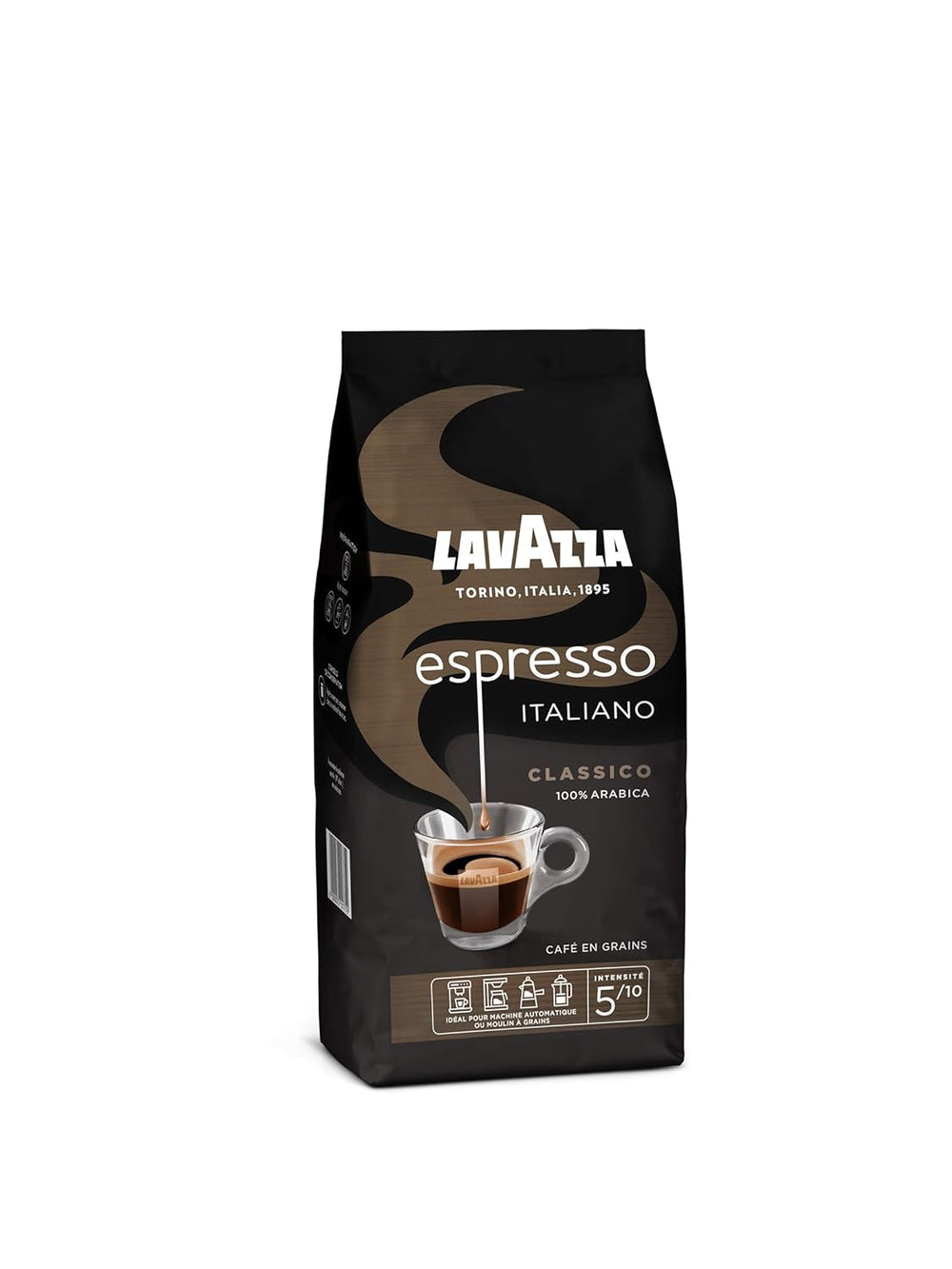 Boabe de cafea Lavazza Espresso Italiano, 100% Arabica Espresso, echilibrate și aromate, pachet de 500g