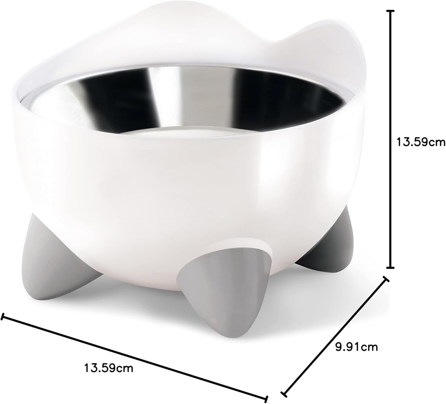 Bol de hrănire ergonomic Catit Pixi pentru pisici, 200 ml, alb