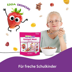 FRECHE FREUNDE Organic Breakfast Muesli Edda's Berry Crunchy Muesli Mix for Schoolchildren with Freeze Dried Strawberries Vegan 6 Pack (6 x 280g)