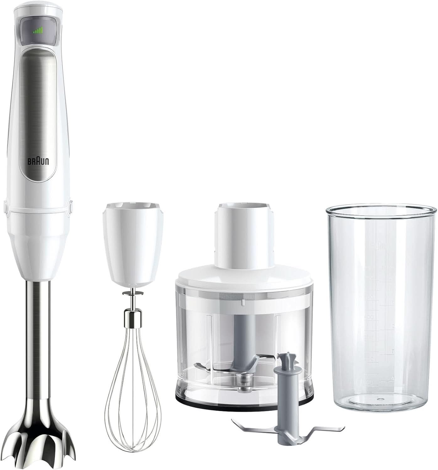 Braun Multiquick 7 MQ 7035X Stabmixer - Pürierstab Mit Abnehmbarem Edelstahl Mixfuß Mit Activeblade Technologie Zum Pürieren Der Härtesten Ingredient, Inkl. 3-Teiliges Zubehör Set, 1000 Watt, Schwarz Kitchen Naty Shop Weiß Zerkleinerer (500 G)