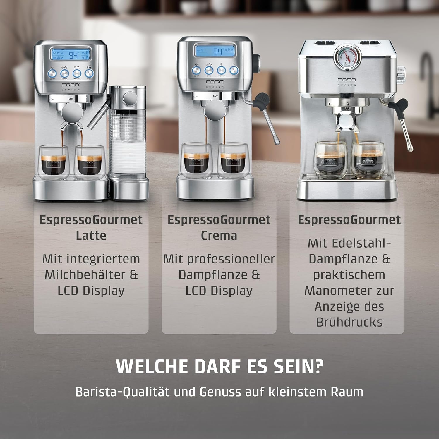 CASO EspressoGourmet Crema - Espressor portafiltru cu spumator de lapte, espresso, cappuccino, portafiltru din oțel inoxidabil, pompă ULKA 20 bar, aparat de cafea, cafea măcinată, capsule ESE