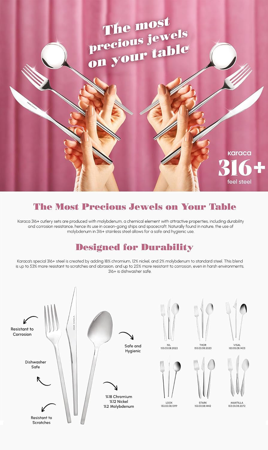 Karaca Amour, set of 84 cutlery for 12 people Kitchen Naty Shop