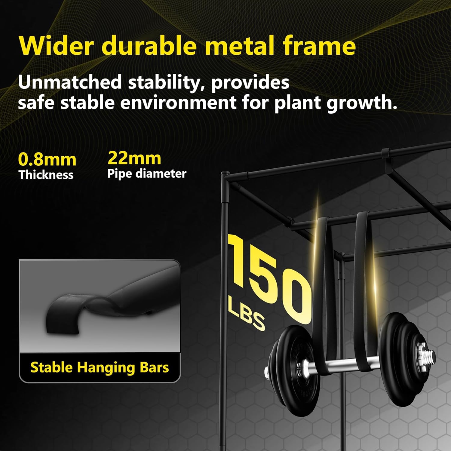 Grow Tent 60x60x180cm, Oxford 600D Material with Polyester Reflective Film, 22mm Steel Tubes, Vents and Viewing Windows, Grow Tents for Hydroponics, Greenhouses and Indoor Gardens