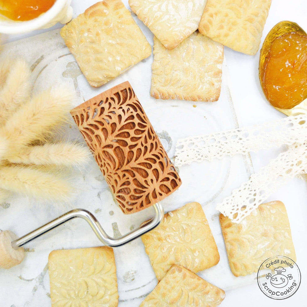 SCRAP COOKING - Mini-Holzrolle "Ondines" – Dekoration für Kekse, Sandgesandet, Cookies – 5308