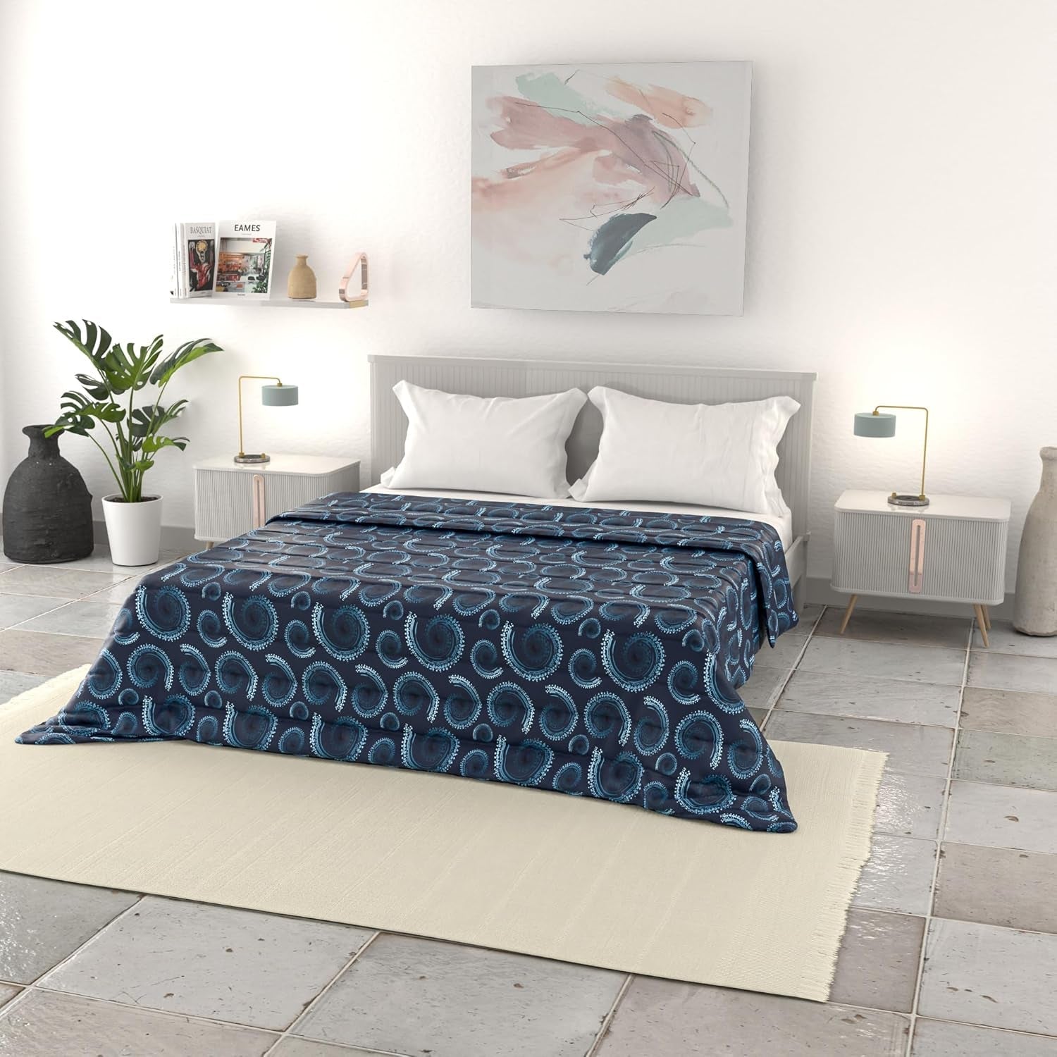 Italian bed linen basic summer quilt, printed microfibre, 250X240Cm, circle Quilts and quilts Naty Shop Vortex 250X240Cm
