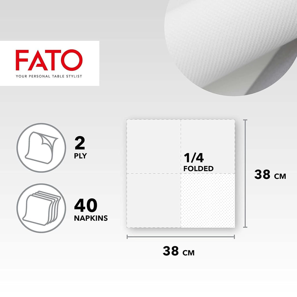 , Șervețele de hârtie de unică folosință, moi și delicate, pachet de 40 de șervețele, dimensiune 38X38 pliate în 4, 2 straturi, culoare albă, 100% hârtie din celuloză pură, certificate Fsc (pachet de 3)