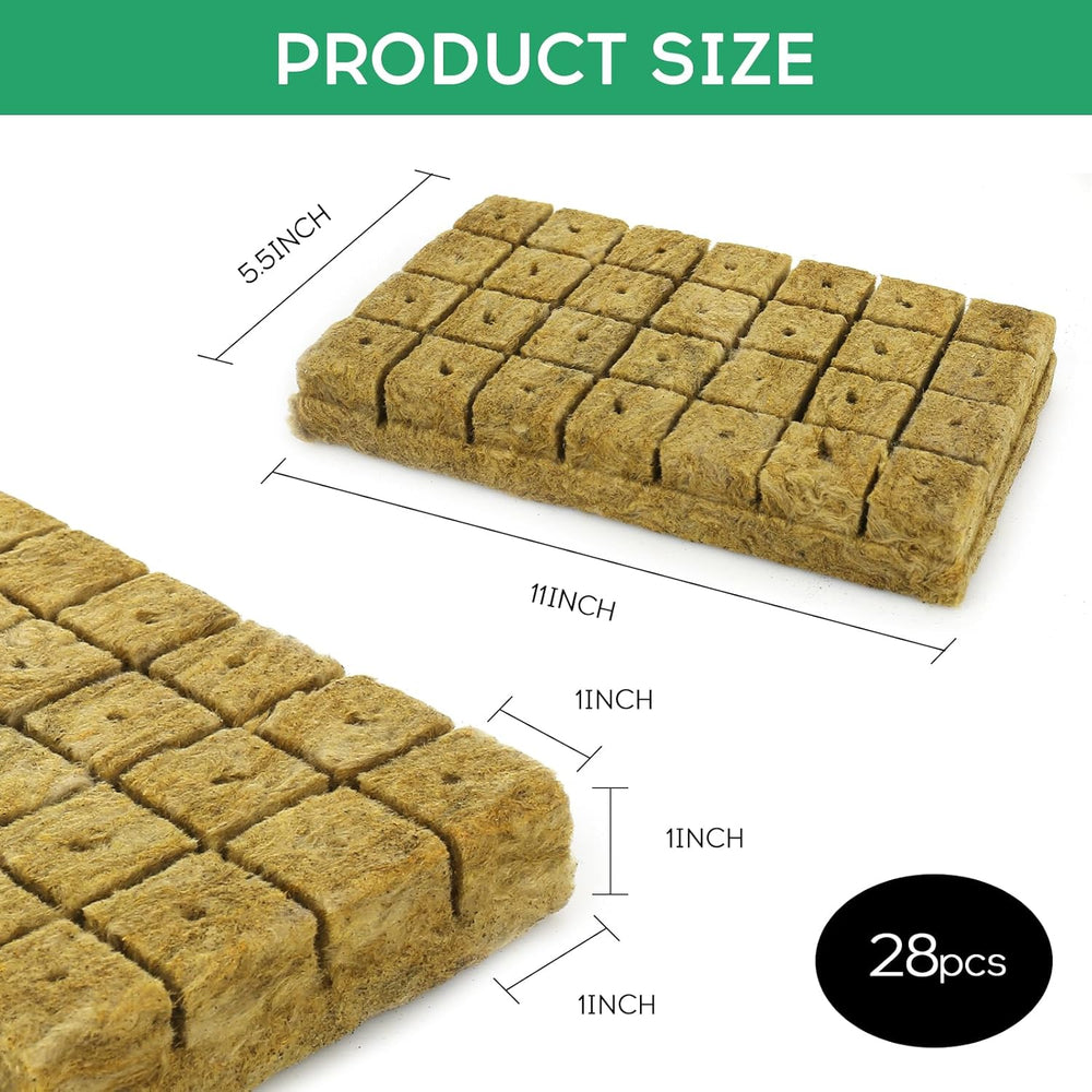 28 Rockwool Cubes, Rockwool Set, Rockwool Growing Mat, Soilless Hydroponic Growing Mat, Rockwool Cube, Rockwool Cubes for Cuttings, Cloning, Propagation 4*4*4cm