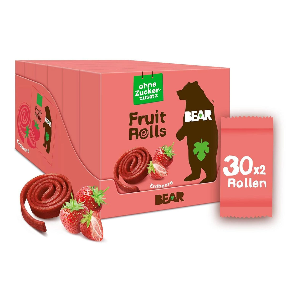 BEAR fruit rolls with strawberries, 100% natural ingredients, 30 x 20 grams Dehydrated products Naty Shop Strawberries