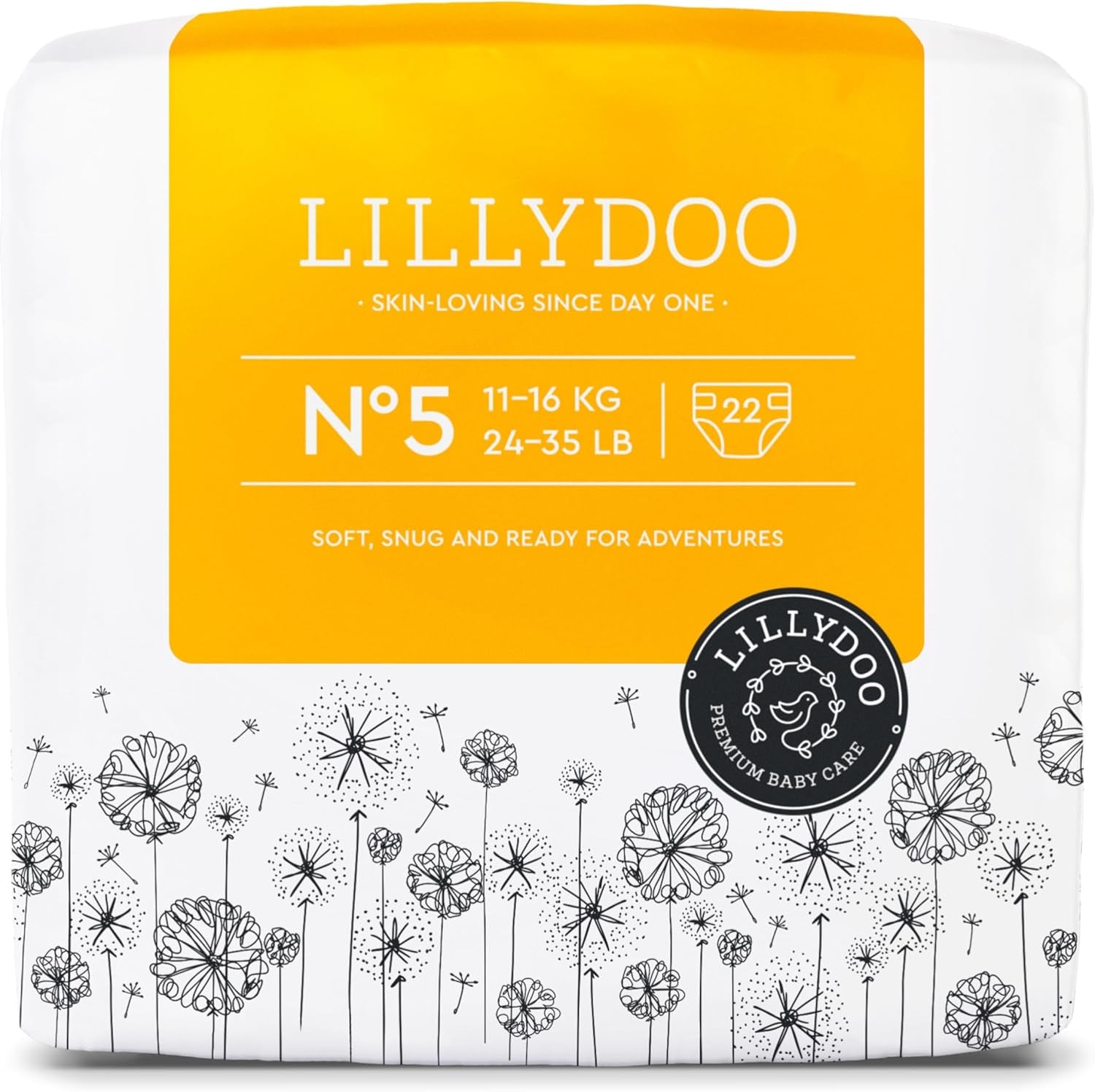 Scutece pentru bebeluși LILLYDOO prietenoase cu pielea - Mărimea 3 (6-10 kg), 29 de bucăți, protecție fiabilă împotriva scurgerilor, moi, fără parfum și fără loțiune pentru pielea sensibilă, testate dermatologic