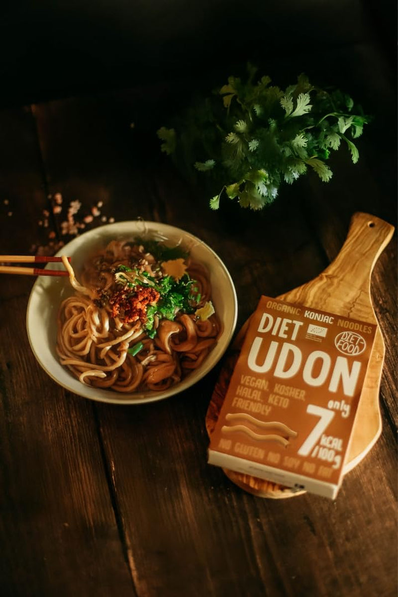 Udon Shirataki Konjac Noodles Bio 385g - Low calorie, gluten free, vegan - made from konjac root, rich in fiber DIET-FOOD