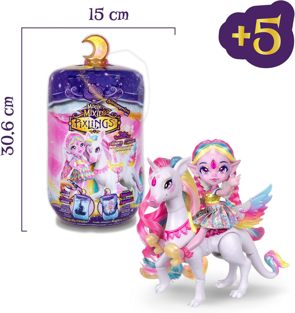 Magic Pixlings Pop + Pony Set mit Puppe und Pony - Magic Unboxing mit speziellen Zaubern - Puppe mit langen Mähnen zum Kämmen - Kinder ab 3 Jahren behrumt - MG104000