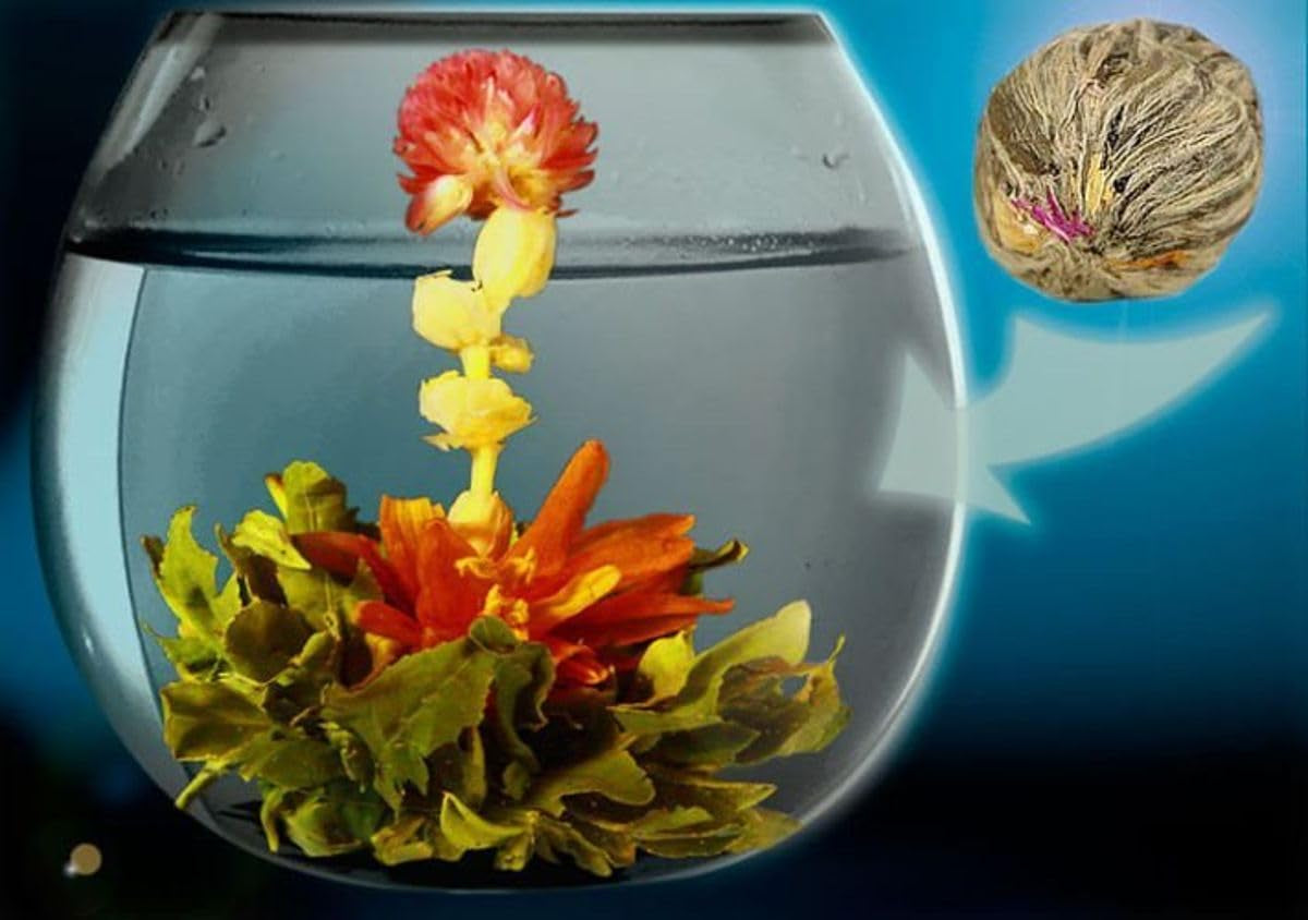 Flori de ceai „THREE FLOWER” 1 bucată de ceai | Frunze de ceai verde - Flori de gălbenele - Flori de cresson european | Ideal pentru iubitorii de ceai | Ceai verde | Ceai de flori | 6G