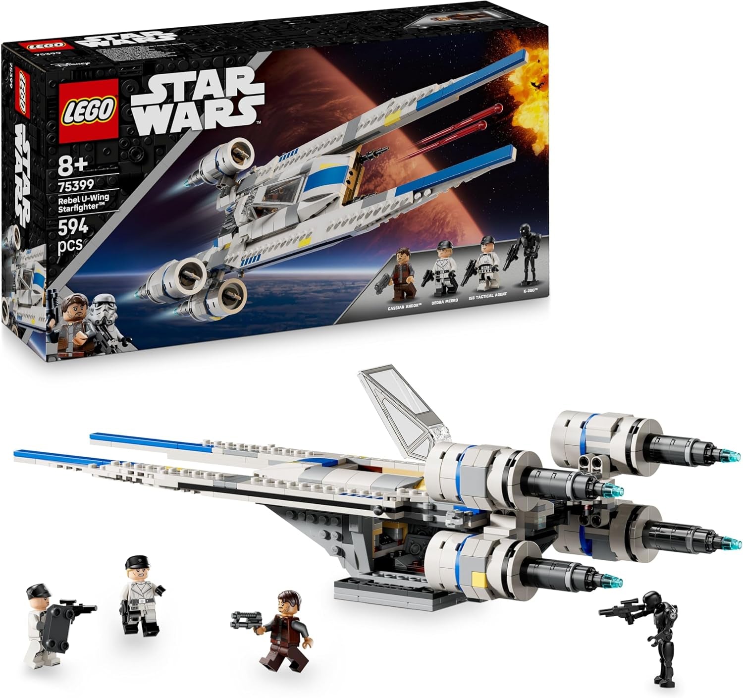LEGO Star Wars 75399 Rebel U-Wing Starfighter - Toy with oscillating wing function and 3 minifigures including Cassian Andor and K-2SO droid figure - Gift for boys aged 8+ and Andor fans season 2 Building sets Beuche den LEGO-Store Default title