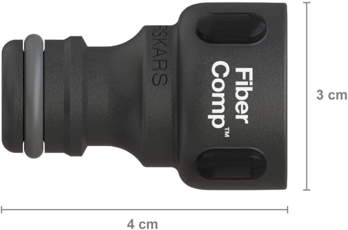 Conector de robinet Fiskars, pentru robinete, Ø 21 mm (G 1/2"), FiberComp, dimensiune universală, 10 g, negru/portocaliu, 1027053