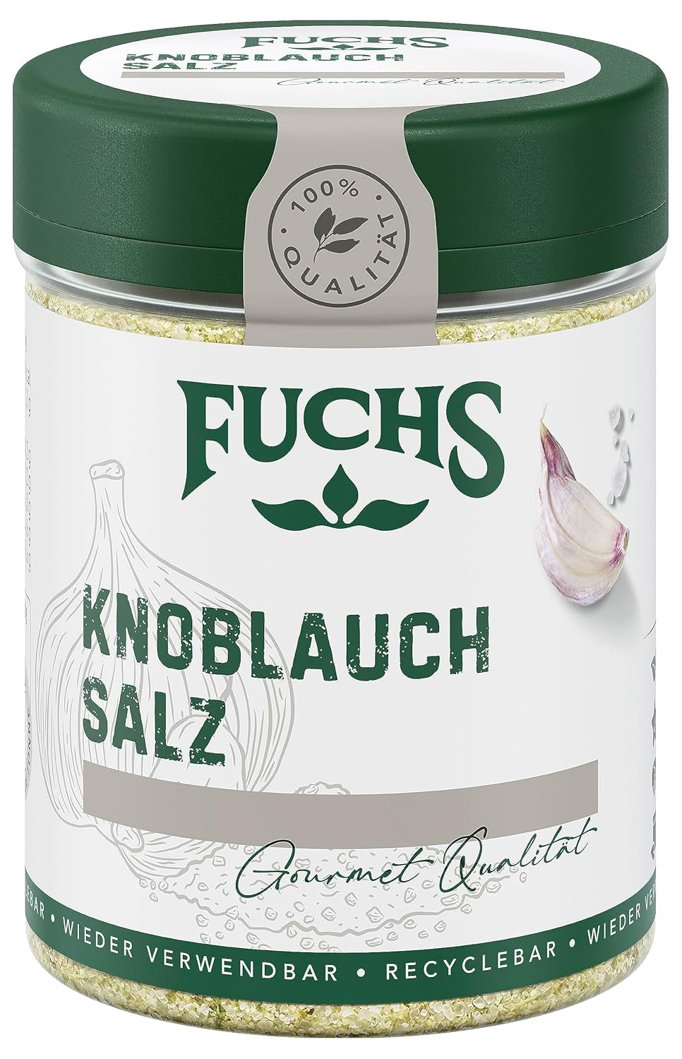 Fuchs Gewürze - Knoblauchsalz - Gewürzsalz für Dips, Saucen und Gemüse - natural ingredients - 90 g in wiederverwendbarer, recyclebarer Dose
