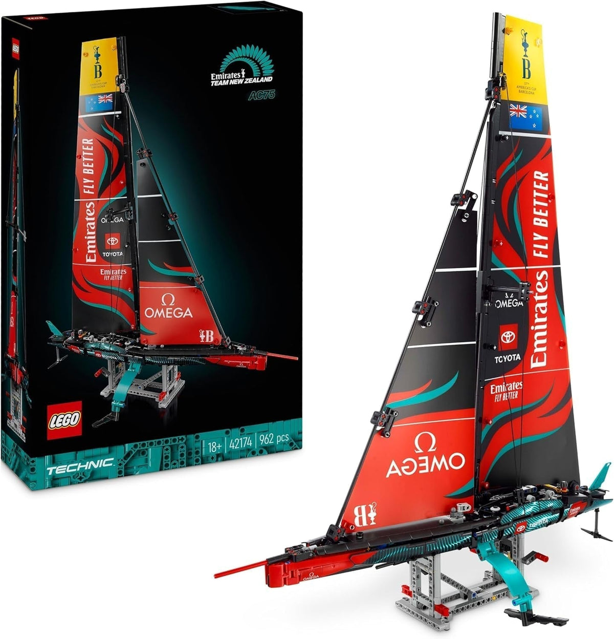 LEGO Technic Emirates Team New Zealand AC75 Racing Yacht Adult Sailboat Building Kit Gift for Men and Women Creative and Relaxing Activity 42174 Building Sets Besuche den LEGO-Store Default Title