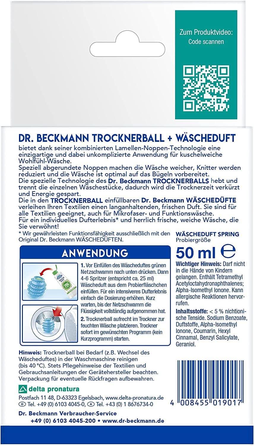 Dr Beckmann drying ball, For fresh and soft laundry, Can be filled with laundry perfume, Shortens drying time, Including laundry perfume Spring Sample 50 ml Laundry Detergents Naty Shop