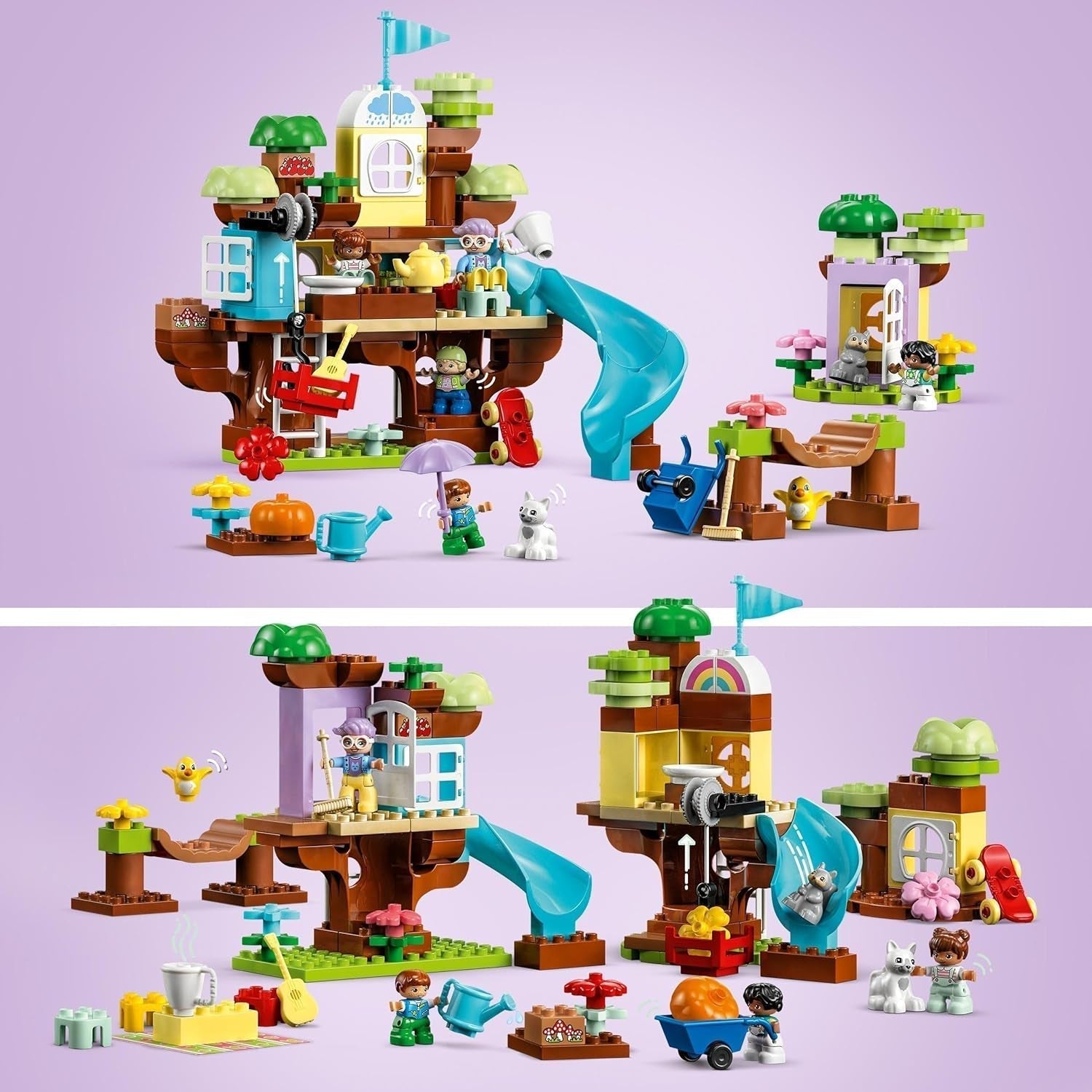 LEGO 10993 DUPLO 3-In-1 Tree House Jucărie pentru copii mici de la 3 ani, fete și băieți cu 4 figuri, animale, jucărie de construcție cu blocuri de construcție și un tobogan, jucărie educativă Seturi de constructie Besuche den LEGO-Store