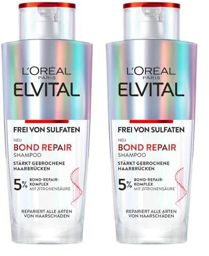 L'Oréal Paris Elvital Bond Repair Shampoo, Gentle cleansing for hair repair Shower and bath L'Oréal 2 x 200 ml Bond Repair Shampoo