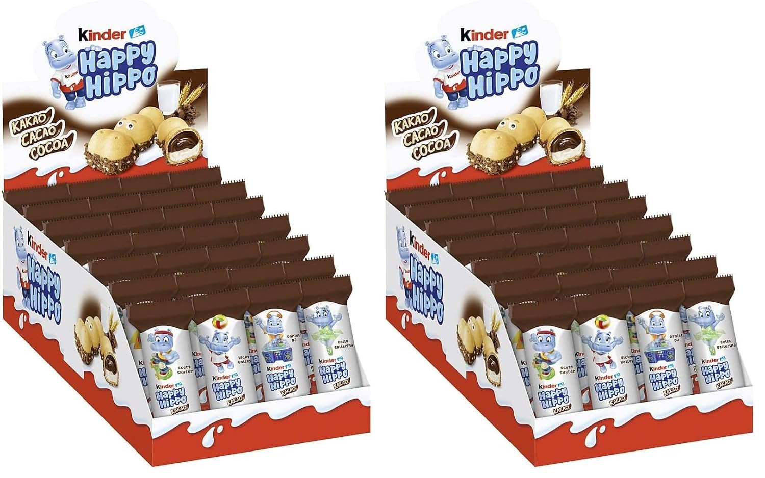 Kinder Happy Hippo Hazelnut - Specialty Crunchy Wafers with Milk and Hazelnut Cream - Carnival and Mardi Gras Sweets - 1 pack containing 5 individual bars of 20.7g each