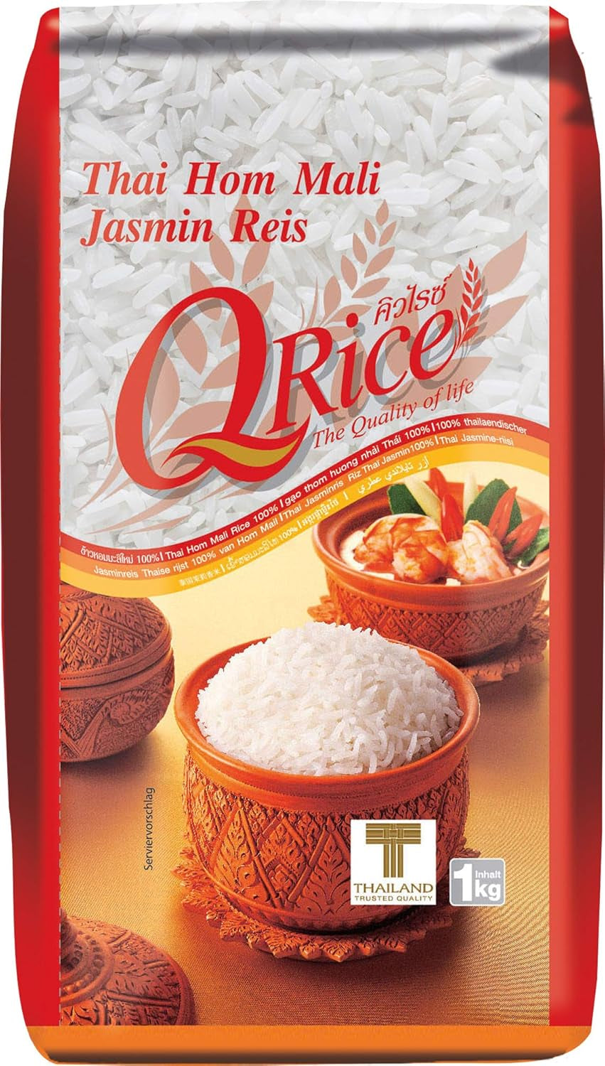 Q RICE – 100% long grain Jasmine rice from Thailand - fragrant and aromatic with a slightly sticky texture - ideal for curries, bowls and Asian dishes - 1 x 5 kg