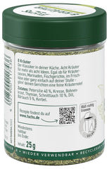 Fuchs Gewürze - 8 Kräuter gerebelt - Kräutermischung für Marinaden, Fischgerichte oder Kräuter-Frischkäse - natürliche Zutaten - 25 g in wiederverwendbarer, recyclebarer Dose