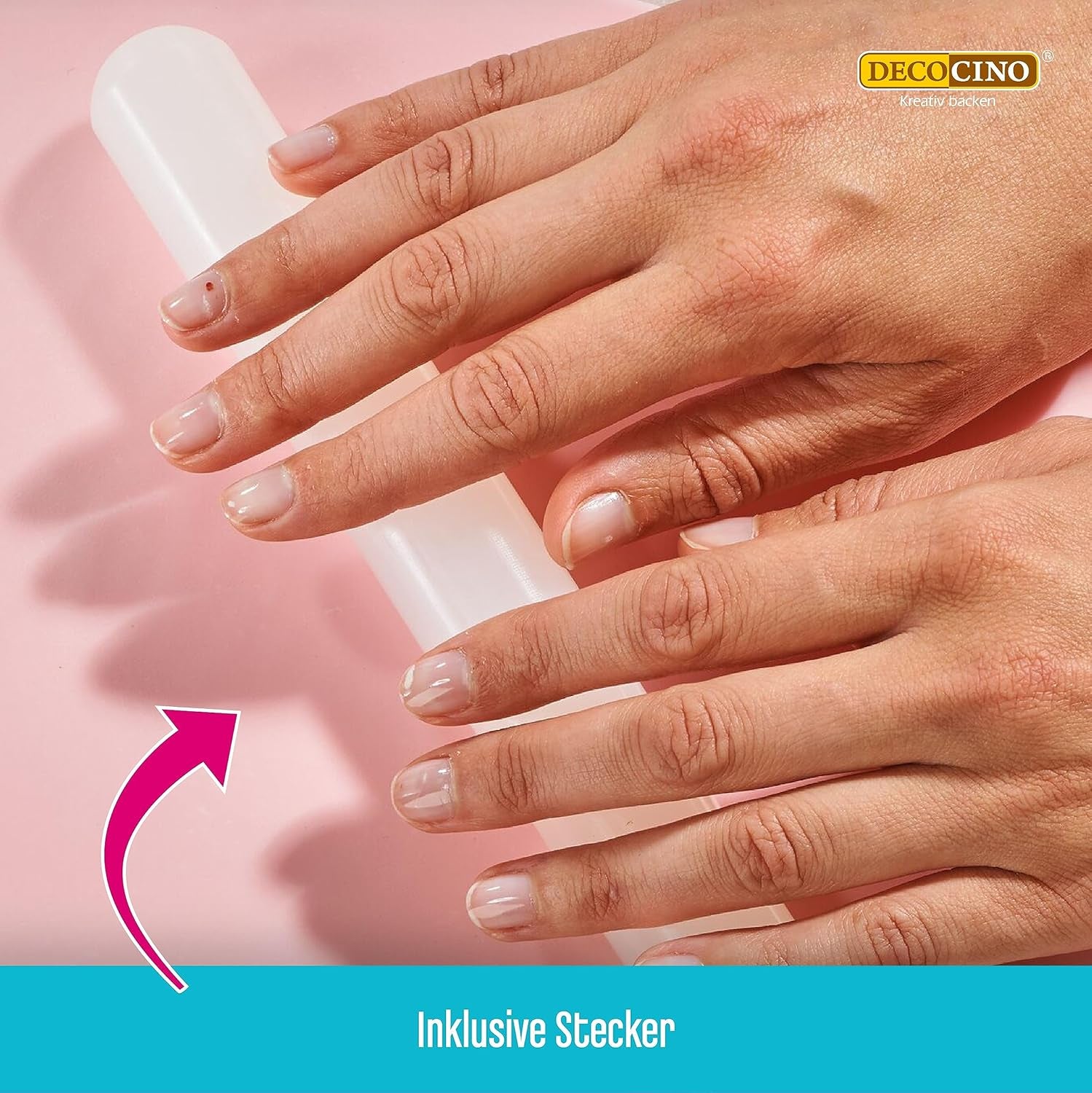 DECOCINO Ausrollstab – 3-part, approx. 23 cm long – antihaftbeschichter als Teigrolle zum Ausrollen von Marzipan, Blütenpaste, Roll-Fondant