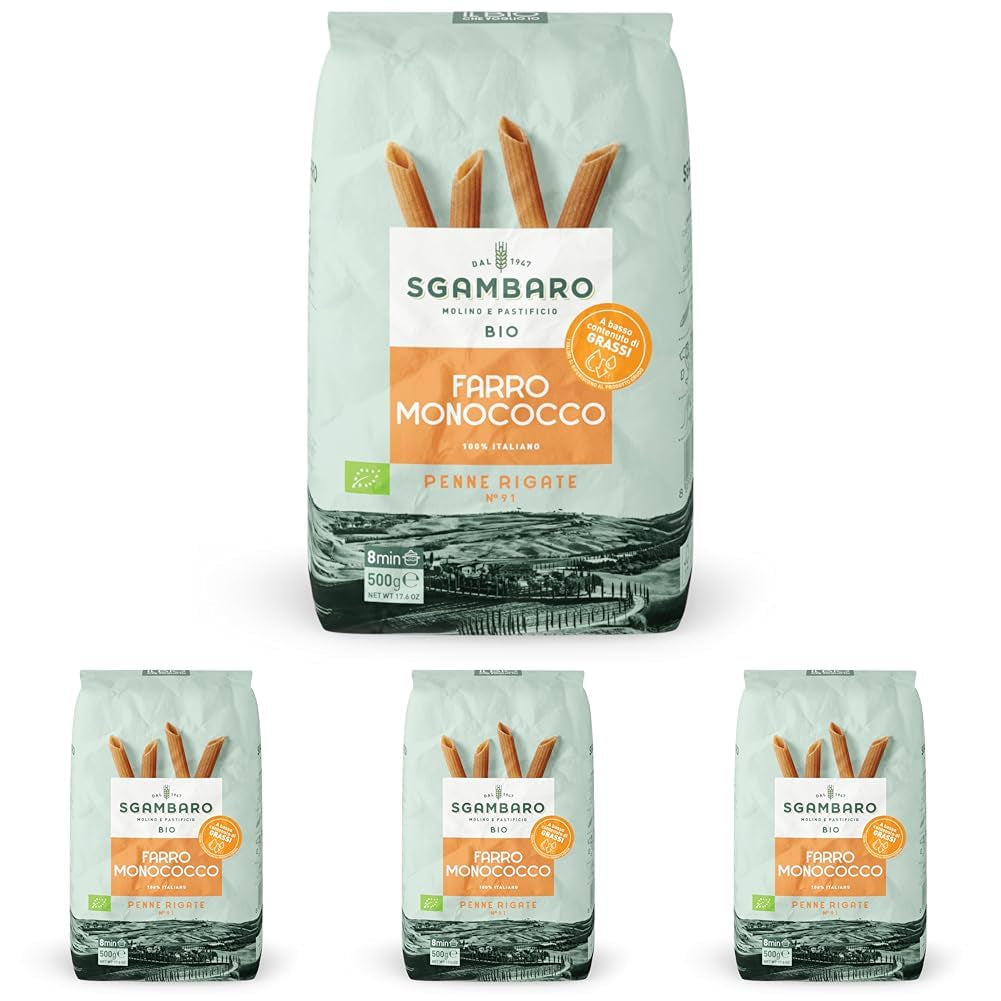 Organic Penne Rigate Pasta N.91 - 500g Low-fat wheat pasta - Source of fiber and protein