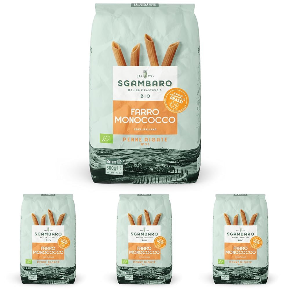 Organic Penne Rigate Pasta N.91 - 500g Low-fat wheat pasta - Source of fiber and protein