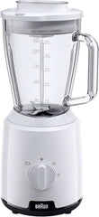 Braun Powerblend 1 JB1050WH - Standmixer Mit 1.5 L Glas-Mixaufsatz, Küchenhelfer Zum Zerkleinern, Pürieren & Mixen, Ice-Crush-Funktion, 2 Geschwindigkeiten, 600 Watt, Weiß Bucatarie Naty Shop Weiß Glas-Mixaufsatz