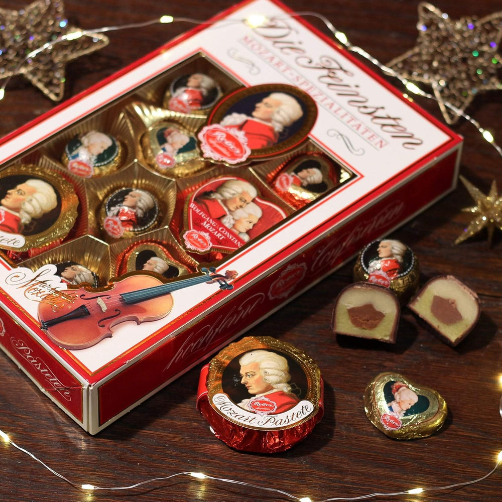 Reber Mozart balls with dark chocolate, pack of 6 with marzipan and nougat, vegan - 1 x 120 g