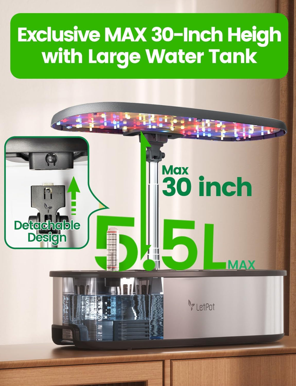 LPH-SE WiFi Hydroponic Grow System, 12 Pot Indoor Smart Herb Garden Kit, Indoor Garden with 24W LED Grow Light, 5.5L Water Tank, Pumping System, Auto Timer