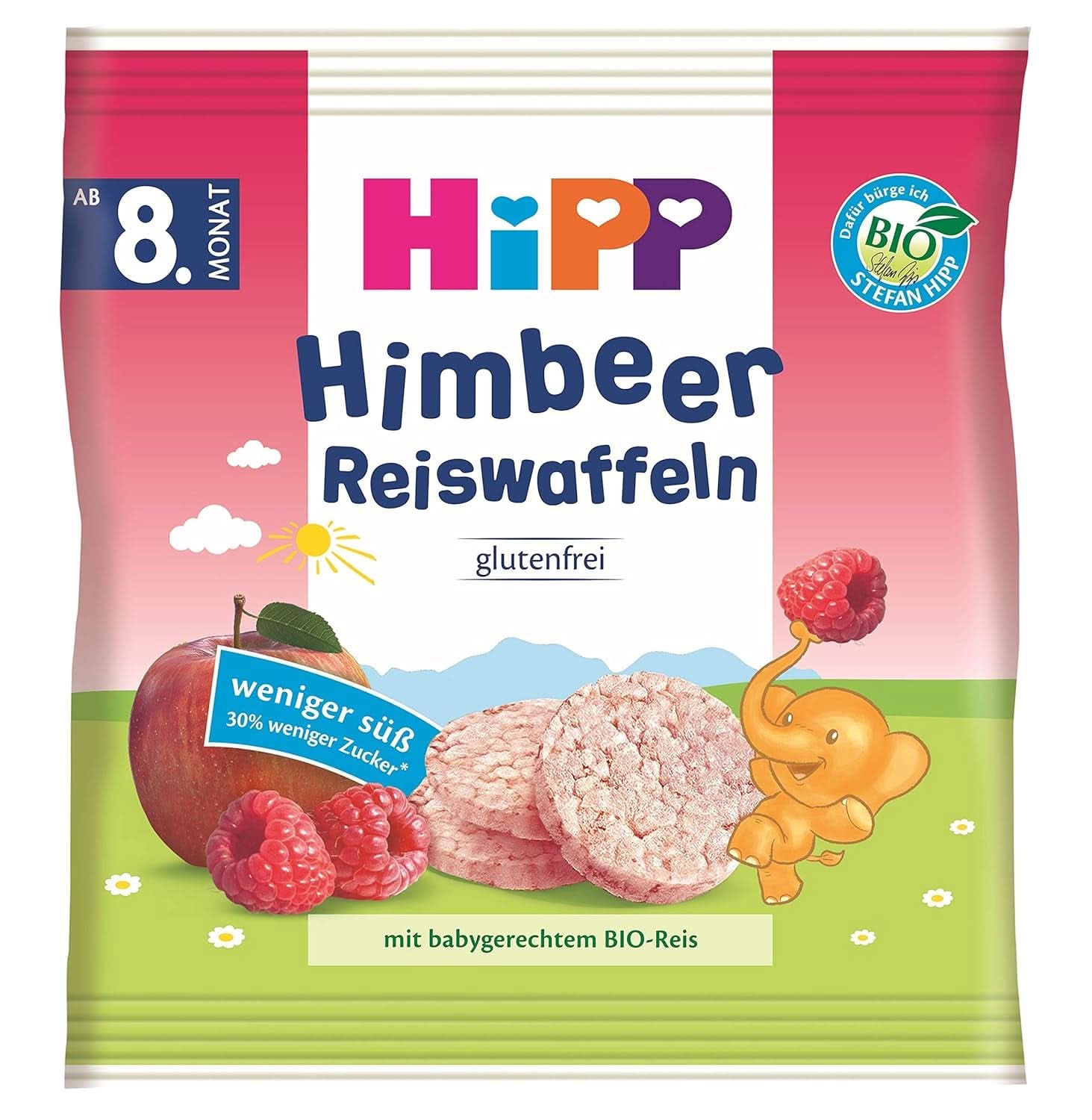 Produse de gustare bio Hipp batoane de mei, pachet de 7 (7 x 30g) Mama si Copilul Naty Shop 7 x 30 grame Zmeura